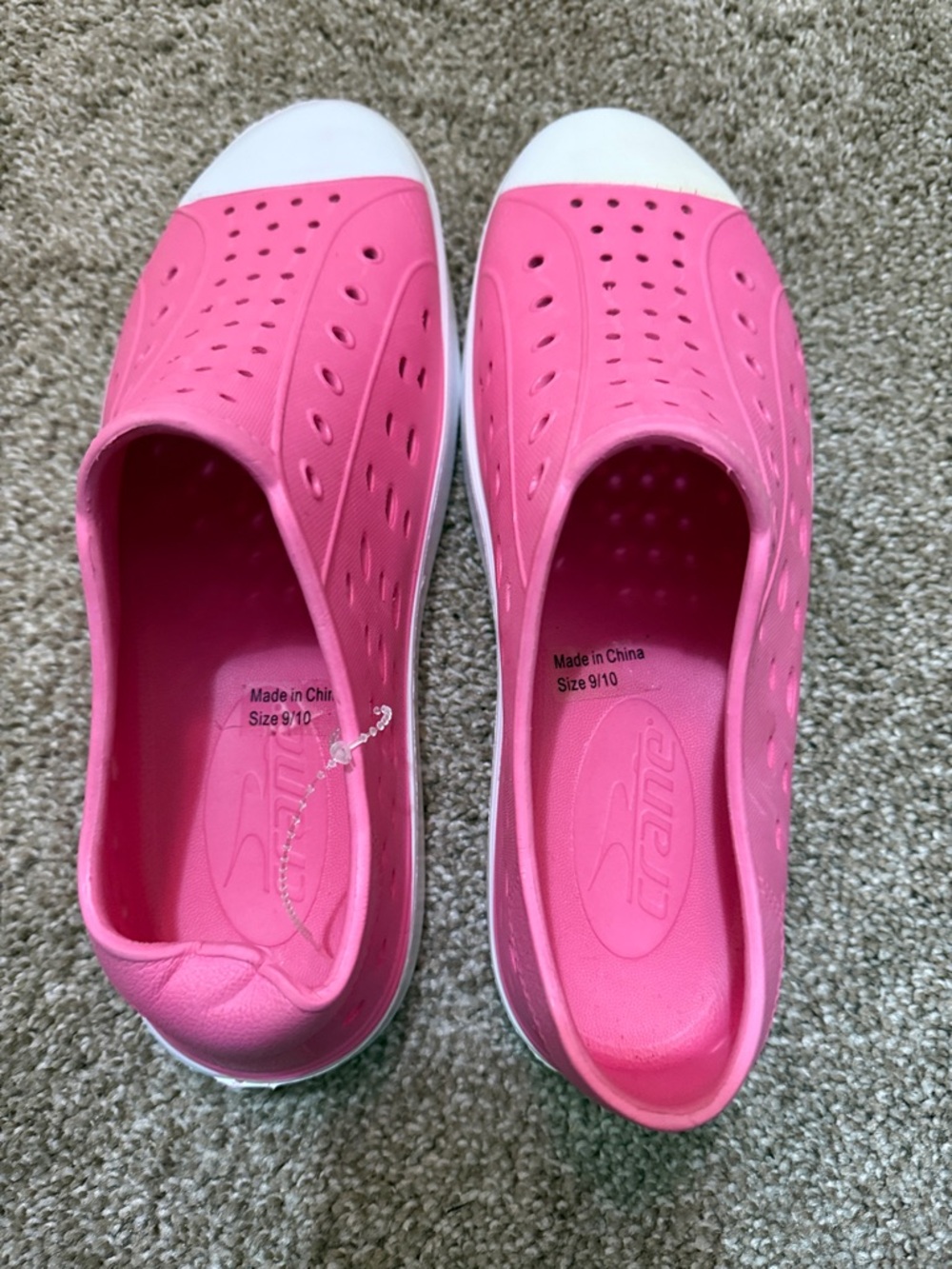 Native-style Pink Slip-On Sneakers with White Toe